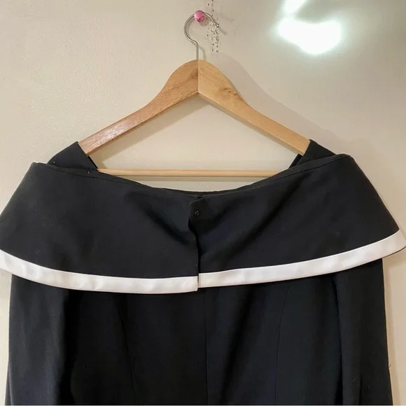 Vintage 80s Arnold Scaasi Dress Black White Classic Size 14 - NWT - Picture 7 of 9